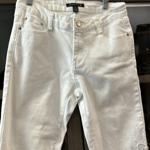 Juliette White Denim Pants with Lace & Embroidery Size 6 - Picture 5 of 7